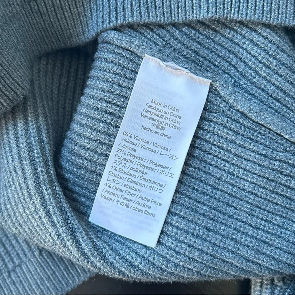 NWOT J. Crew Ribbed Stretch Crewneck Chunky Sweater In Heather Seascape, Size M